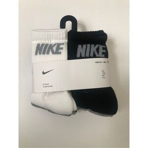 Nike Boys Cushioned Crew Socks 6 Pack (Grey/White/Black) size 7C-10C